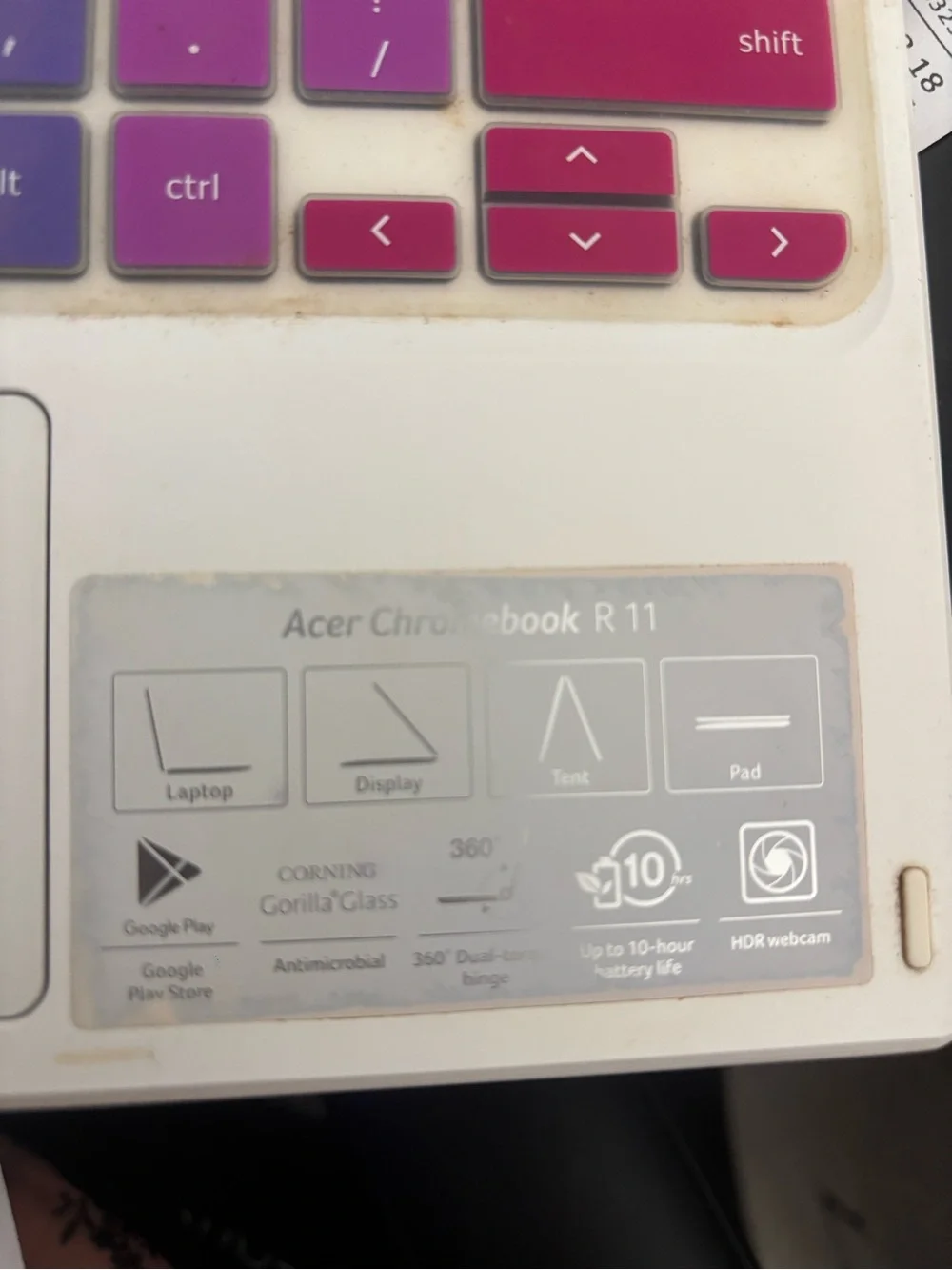 Acer Laptop with Multicolor Gradient Keyboard Cover